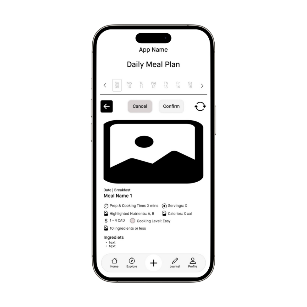 recipe detail wireframe