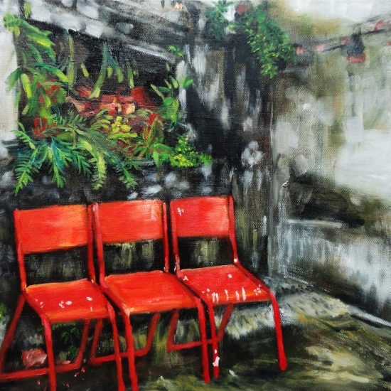 On-the-spot Drawing with Oil: a Corner of Treasure Hill / linen-like canvas / 6F / oil paint, gesso